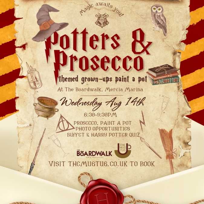 Harry Potter Pots and Prosecco Paint a Pot The Boardwalk August 2024